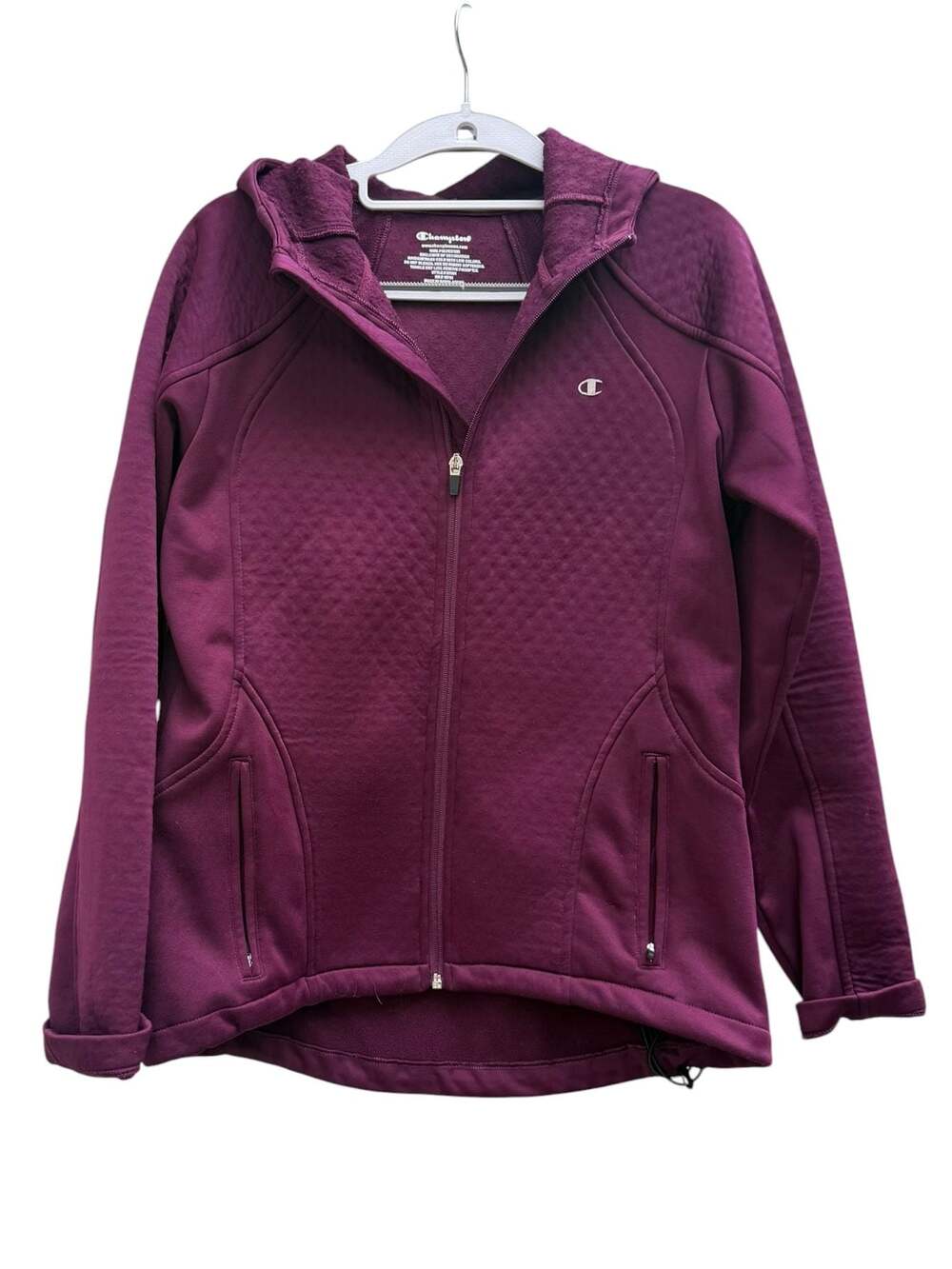 Champion Women's Quilted Full Zip Hoodie Jacket Purple Size XL